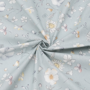 Маломеры ранфорс 240 см №14 Вальс цветов на пудрово-голубом 1,2 м