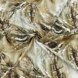 Ткань на отрез штапель 150 см 2001-22 Абстракция цвет бежевый