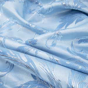 Маломеры портьерная ткань с люрексом 150 см Х7187 цвет 3 голубой ветка 3,15 м