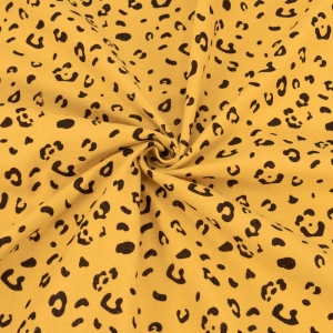 Ткань на отрез фланель плательная Леопардовый принт на желтом