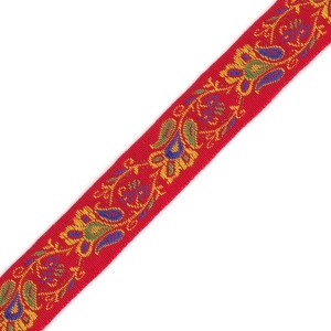 Лента отделочная жаккардовая арт.с1852г17 рис.8933 шир.22-24мм цв.красный 1 метр