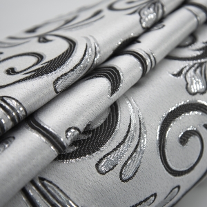 Портьерная ткань с люрексом 150 см на отрез 5222 цвет серый/серебро