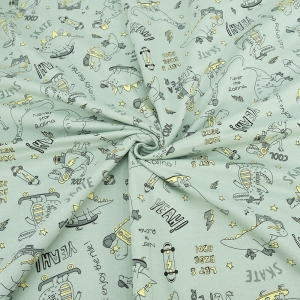 Маломеры футер 2-х нитка начес 3510-V2 Дракончики цвет светлый хаки 2,7 м