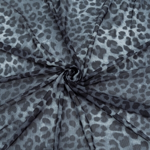 Эластичная трикотажная сетка на отрез леопард №4 цвет серый