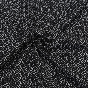 Ткань на отрез штапель 150 см 1203-2 Маленькие сердечки на черном