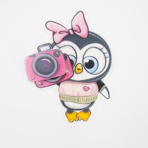 Нашивка Пингвиненок с фотоаппаратом 3D 17*14см