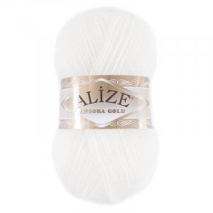 Пряжа для вязания Ализе AngoraGold (20%шерсть, 80%акрил) 100гр цвет 062 молочный