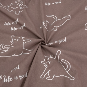 Маломеры поплин 150 см 510612/1 Коты-акробаты цвет кофе 3,5 м