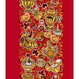 Ткань на отрез вафельное полотно 45 см 144 гр/м2 1492/1 Русские традиции цвет красный