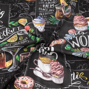 Ткань на отрез вафельное полотно набивное 150 см 30205/1 Грифель