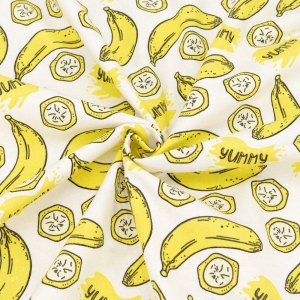 Ткань на отрез фланель 150 см Бананы на белом