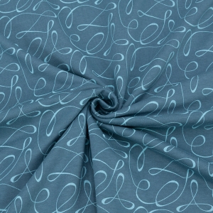 Ткань на отрез кулирка 1393-V1 Линии цвет серо-синий