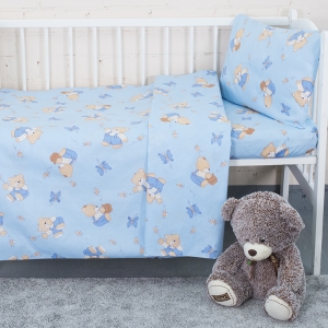 Постельное белье в детскую кроватку из бязи 1332/1 За медом голубой
