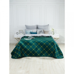 Мерный лоскут полисатин 220 см 6354-2A Ромбы цвет изумруд 7,5 м