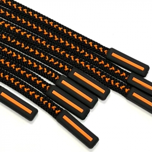 Шнур круглый наконечник силикон черный/оранжевый МО-380 уп 2 шт