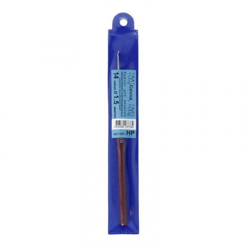 Крючок для вязания с пласт. ручкой Гамма 1.5мм 14см НР (сталь)