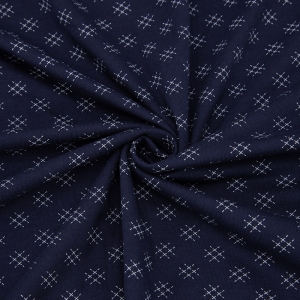 Ткань на отрез кулирка 1361-V4 Штрихи цвет темно-синий