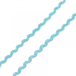 Тесьма плетеная вьюнчик С-3015 (3584) г17 уп 20 м ширина 7 мм (5 мм) цвет бирюза-золото