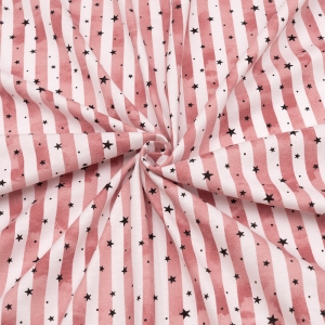 Ткань на отрез кулирка R3336-V2 Звездопад на полосе цвет розовый