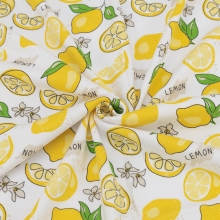 Мерный лоскут интерлок Лимоны на белом 1 м