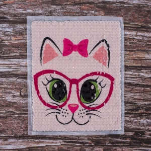Декоративный  элемент пришивной Кошка в очках 19,5*21 см