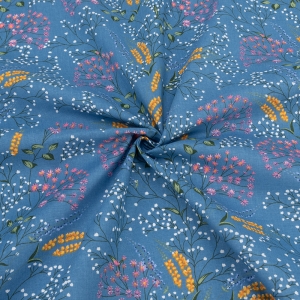 Ткань на отрез бязь плательная 150 см 12998/4 Полевые цветы на синем