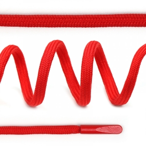 Шнурки круглые полиэфир 4 мм цв. красный F148 арт.TBY 7290-0036, длина 130 см уп. 2 шт