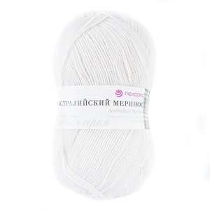 Пряжа для вязания ПЕХ Австралийский меринос 100гр/400м цвет 001 белый