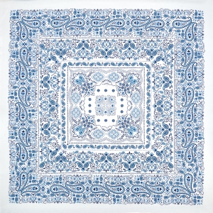 Ткань на отрез cитец платочный 95 см 9991-1 Пейсли цвет синий