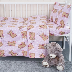 Постельное белье в детскую кроватку из бязи ГОСТ 1286/2 Соня розовый