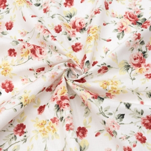 Маломеры ранфорс 240 см №17 Акварельные розы цвет красный 1,4 м