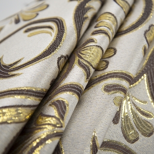 Портьерная ткань с люрексом 150 см на отрез 5222 цвет серый/золото