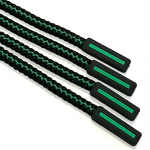 Шнур круглый наконечник силикон черный/зеленый МО-380 уп 2 шт