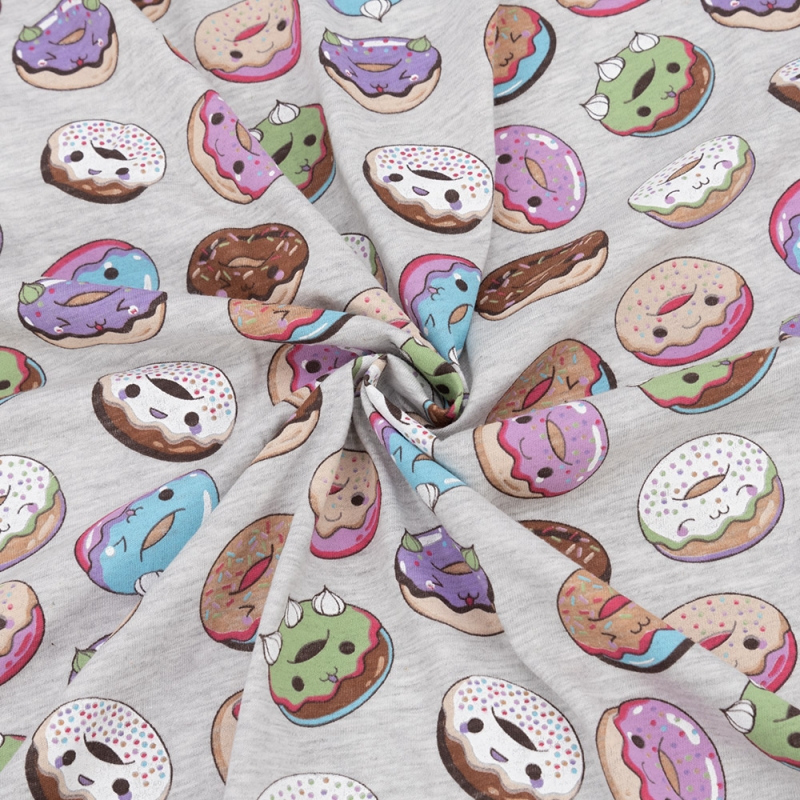 Ткань на отрез кулирка R11109-V1 Сладкие пончики