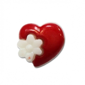 Пуговица детская сборная Сердце с цветком 15 мм цвет красный упаковка 24 шт