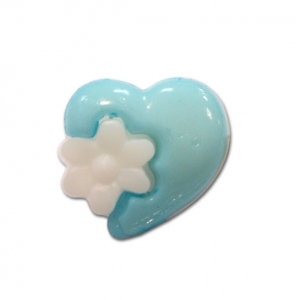 Пуговица детская сборная Сердце с цветком 15 мм цвет св-голубой упаковка 24 шт